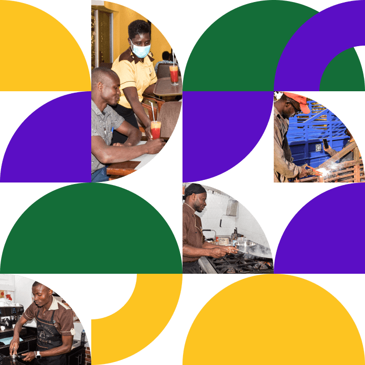 Abstract art with photos and shapes